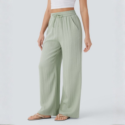 Pantaloni in Lino a Gamba Larga