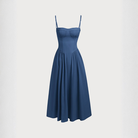 Abito Midi Slip con Scollo Quadrato