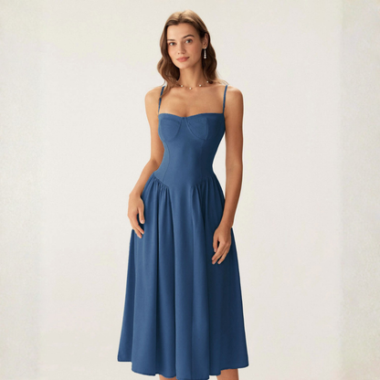 Abito Midi Slip con Scollo Quadrato