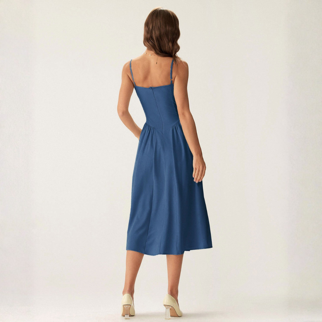 Abito Midi Slip con Scollo Quadrato
