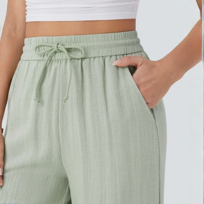 Pantaloni in Lino a Gamba Larga