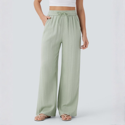 Pantaloni in Lino a Gamba Larga