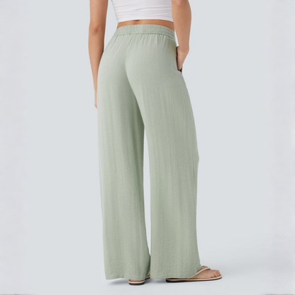 Pantaloni in Lino a Gamba Larga