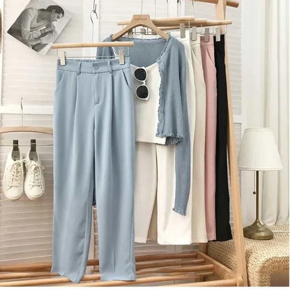 Pantaloni Plissettati a Vita Alta