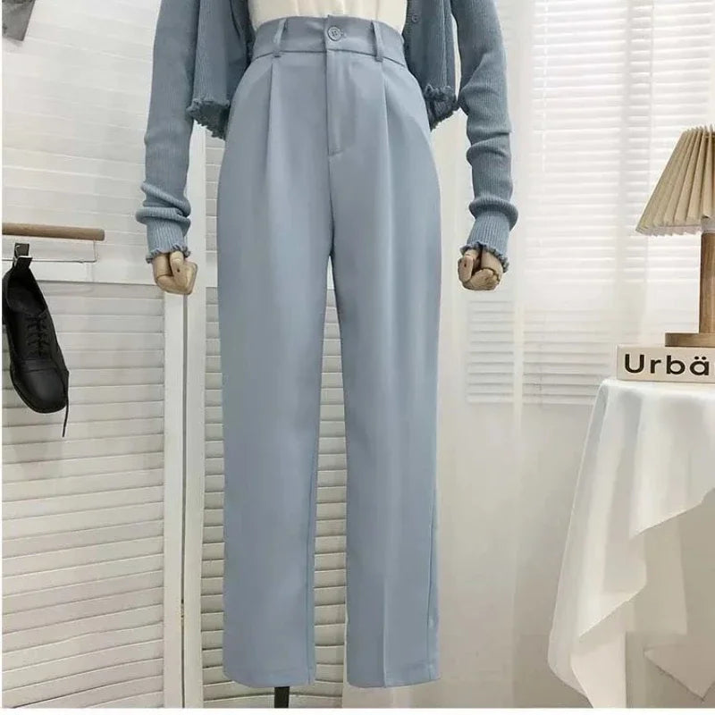 Pantaloni Plissettati a Vita Alta