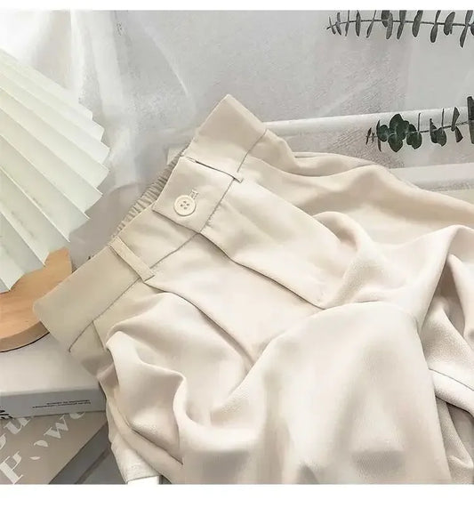 Pantaloni Plissettati a Vita Alta