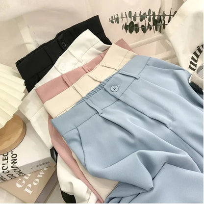 Pantaloni Plissettati a Vita Alta