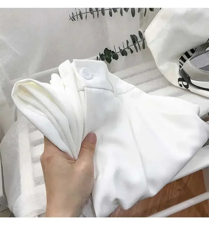 Pantaloni Plissettati a Vita Alta