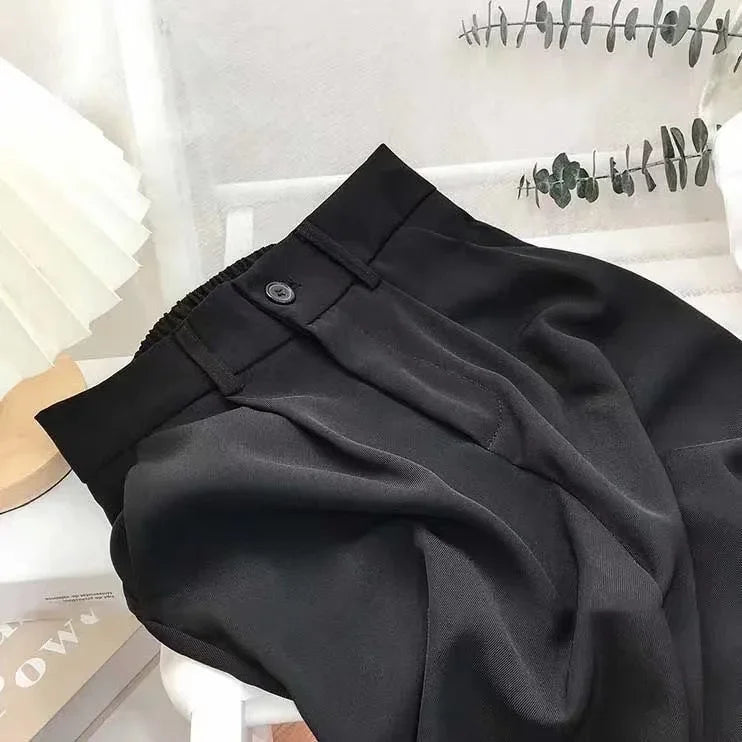 Pantaloni Plissettati a Vita Alta